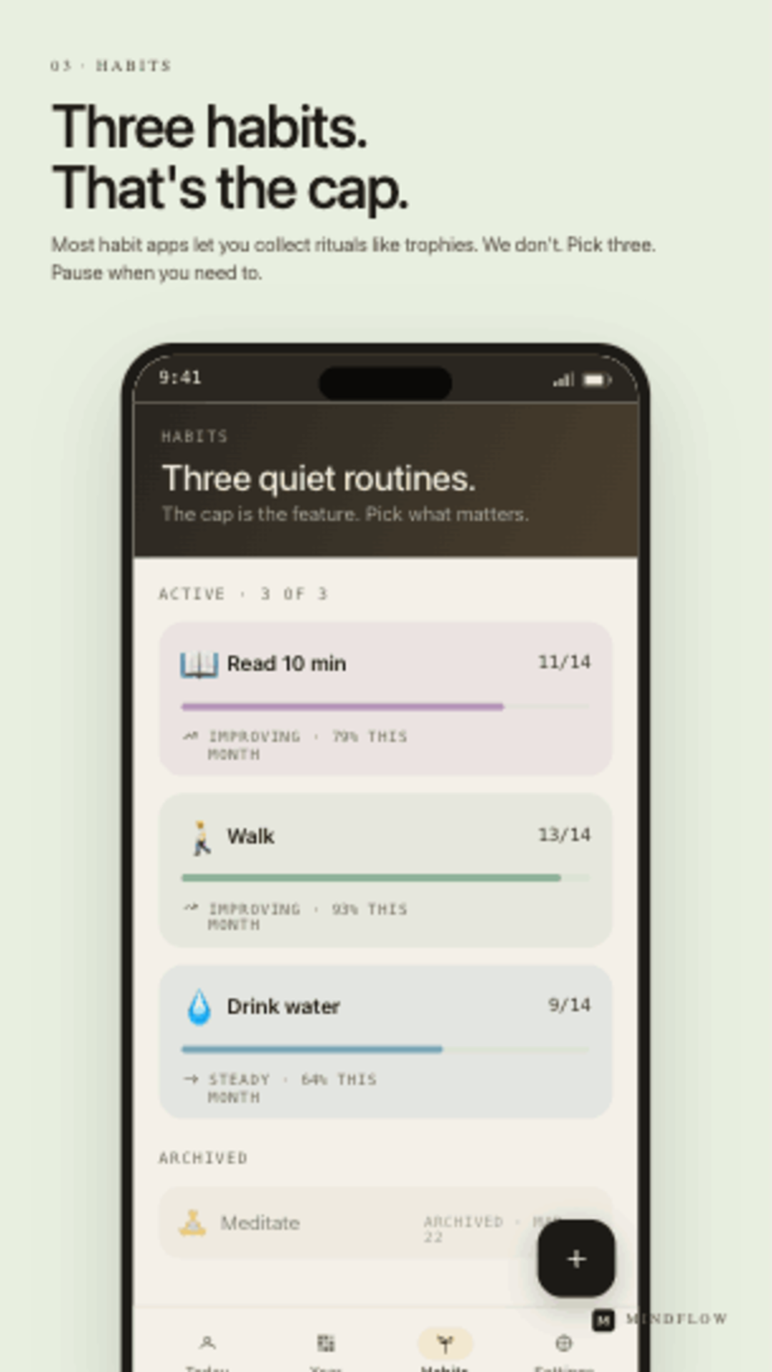 MindFlow habits screen