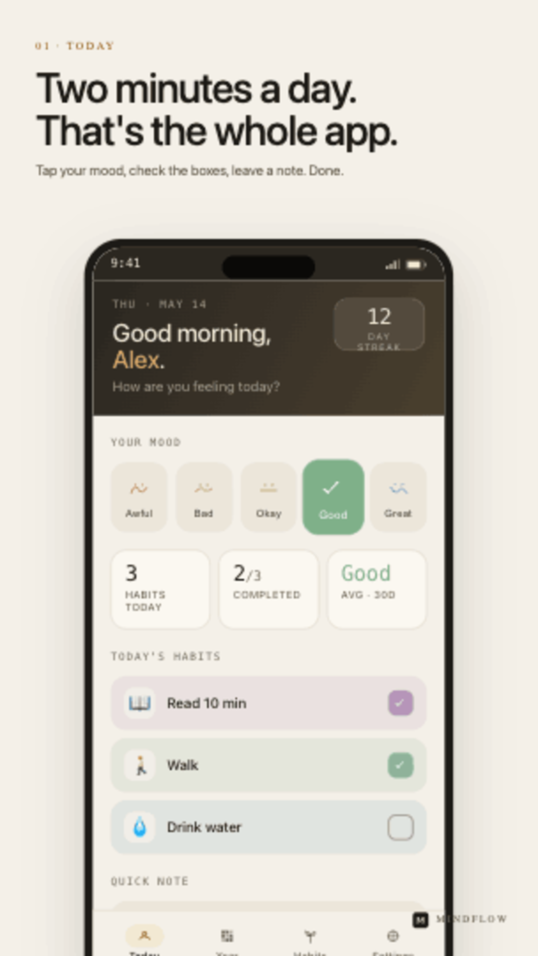 MindFlow daily check-in
